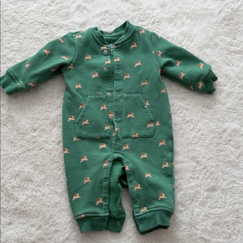 Cloud Island Green Footed One Piece with Animal Design